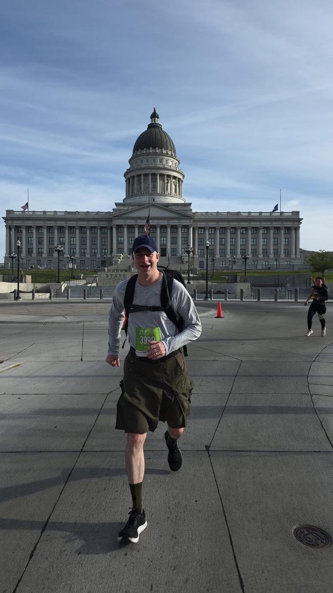 Rucking the SLC Half Marathon in a kilt
